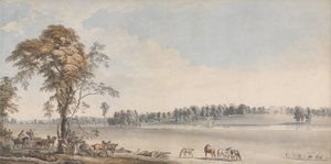 Vista noroeste do Wakefield Lodge em Whittlebury Forest, Northamptonshire de Paul Sandby